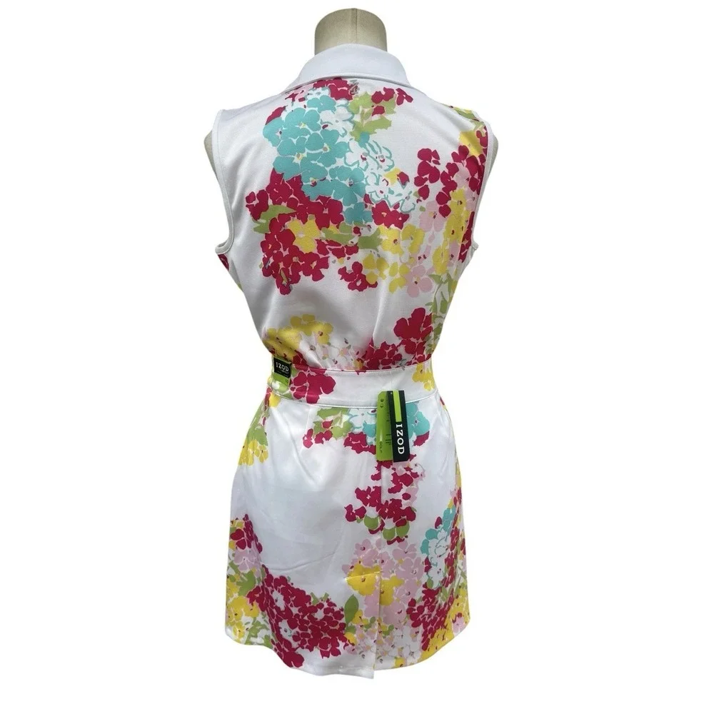 IZOD Golf Floral Sleeveless Polo & Skirt Set Womens M Top 10 Skort NWT